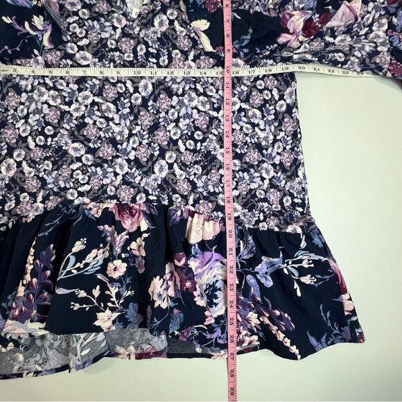 NWT Cupio Tiered Floral Mix Print Top 3/4 Sleeve Large - Picture 10 of 11